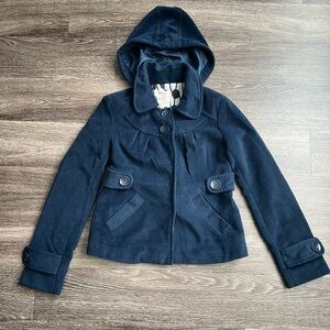 Y2K Vintage Blue Cropped Hooded Coat
